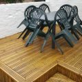 Outdoor decking with a table and chairs